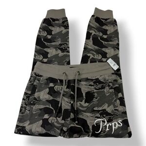 Prps Mens Camo Jogger Sweatpants Black Grey Abstract E00P604 Small NWT